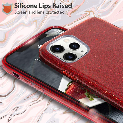MATEPROX Compatible with iPhone 11 Pro Max Case, Bling Sparkle Cute Girls Women Protective Case (Red)