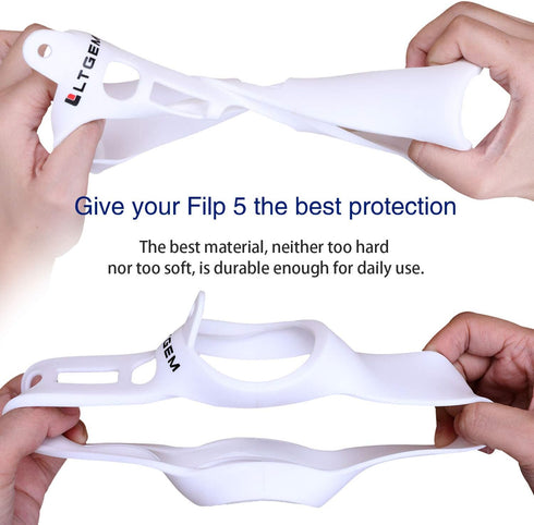 LTGEM Silicone Carrying Travel Case for JBL FLIP 5 Waterproof Portable Speaker with Extra Carabiner - White