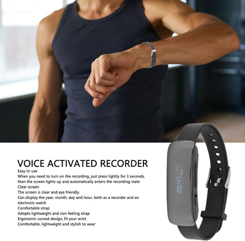 90mAh MP3 (4G) Digital Voice Recorder Watch, Bracelet Recording Device with Battery, Wristband, Recorder with Timing