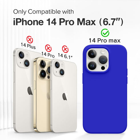 GONEZ for iPhone 14 Pro Max Case Silicone, Compatible with Magsafe, with 2X Screen Protector + 2X Camera Lens Protector, Liquid Silicone Shockproof Protective iPhone 14 ProMax Case, Cobalt Blue