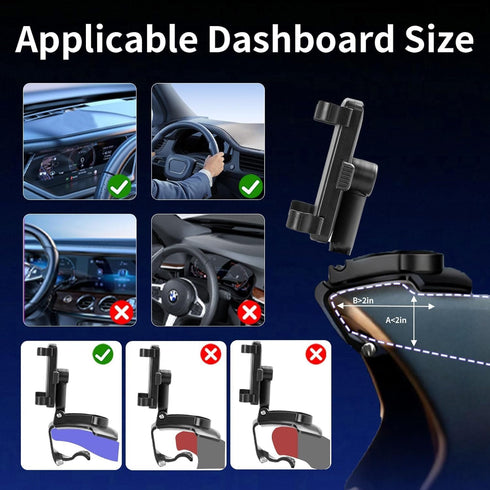 YUHENG Visor,360 17 37 Car Phone Holder Mount for Dashboard Rearview Mirror Sun Rotation & Strong Grip,Universal