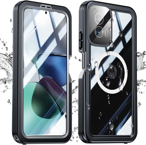Moto G Power 5G 2024 Waterproof Case, IP68 Military-Grade Shockproof Dustproof Full Body Protective Case (Black)
