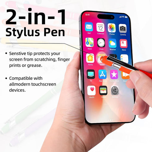 MorPionk 8 Pack 2-in-1 1.0 mm Ballpoint Pen Stylus Retractable Metal Stylus Pens for Touch Screens with Stylus tip