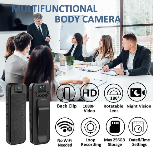 Ahheyie 1080P Body Camera Video, Wearable BodyCam Protable Camcorder with Night Vision, Sports Camera