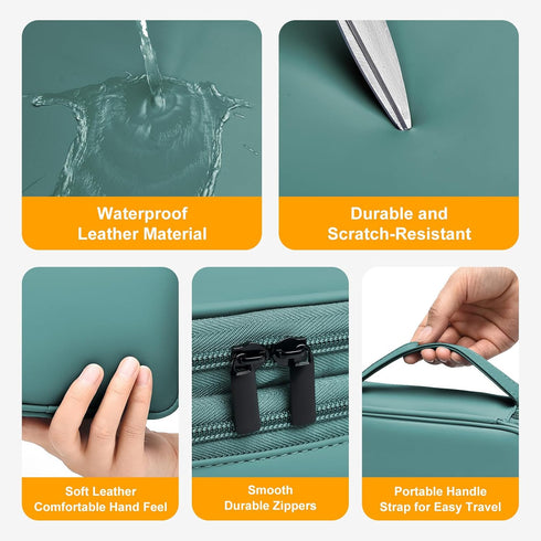 Large Capacity Electronics Accessories Organizer Case with Adjustable Divider, Waterproof Leather Cord Organizer,