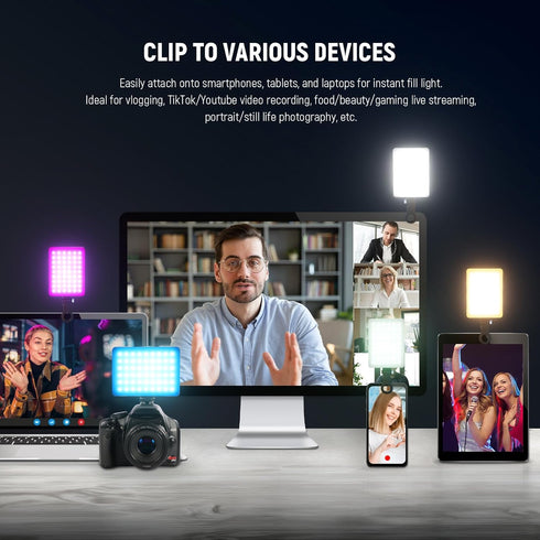NEEWER VL67C RGB Selfie Light with APP Control, 94 LED CRI97, 2000mAh Rechargeable, Cold Shoe Mount for Camera