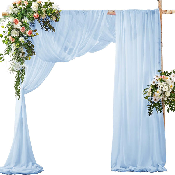 SiinvdaBZX 2 Panels Wedding Arch Draping Fabric 30" x 20Ft Light Blue Sheer