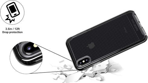 tech21 Protective Back Case Cover for Apple iPhone Xs Max, Thin Evo Check Pattern, Smokey Black