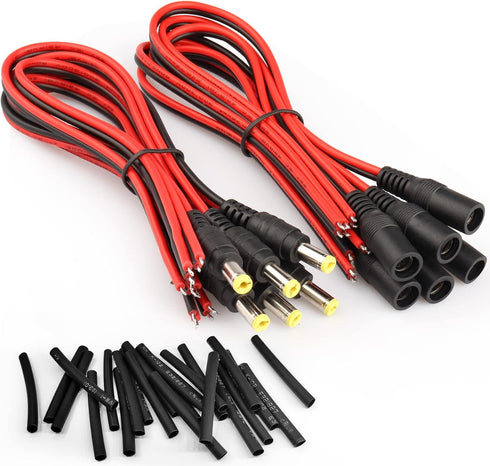 18AWG DC Power Cable, 6 Pairs DC Power Pigtail Cable Wire for CCTV Security Cameras and Lighting