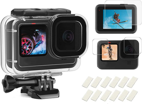 SHOOT 60M/196FT Waterproof Case Kit for Gopro Hero 12/11/10/9 Black, Diving Protective Housing Shell with Screen