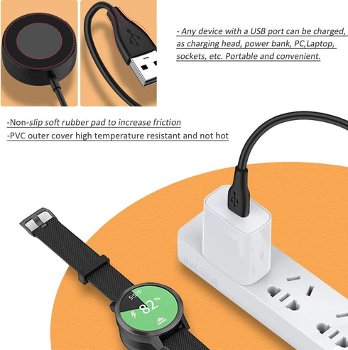 Garmin Watch Charger, Ankky 1m USB Charging Cable Stand - Compatible with Garmin Vivoactive 3 4 4S/Fenix 6/6S/6X