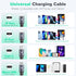 Multi Charging Cable 2Pack 4Ft - Retractable 4 in 1 Fast Charger for Cell Phones, Tablets, IP, Samsung Galaxy & More.
