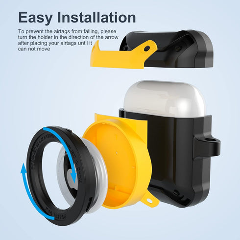 Valkit Compatible with Airpods Case | 2 in 1 Rugged Protective Shockproof Case for Air Pods 1/2 Gen 2021, Black/Yellow