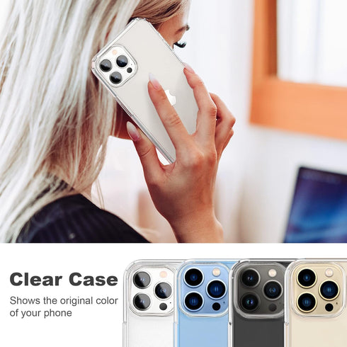 JJGoo Clear iPhone 13 Pro Case, Transparent Soft Shockproof Slim Thin Bumper Cover Phone Case