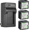 Kastar 3-Pack CGA-DU14 Battery and AC Wall Charger Replacement for Panasonic NV-GS230, NV-GS250, NV-GS258, NV-GS280,