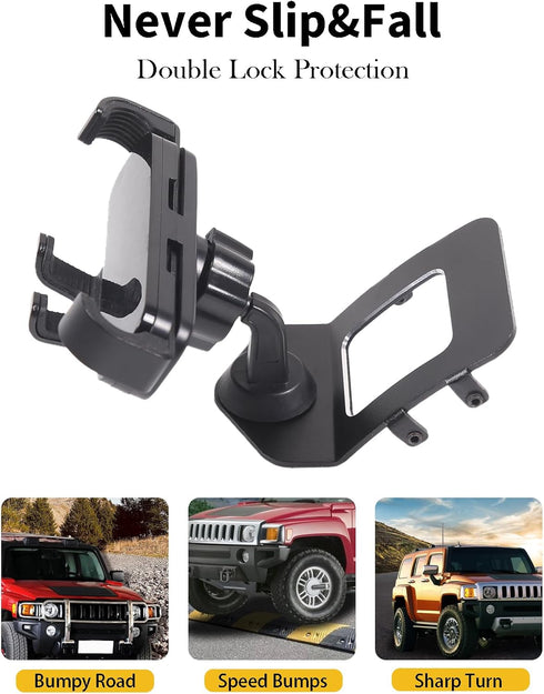 PIUGILH Car Phone Holder Mount for Hummer H3 2005-2009, Interior Accessories, Aluminum Alloy Car Center Air Vent Double