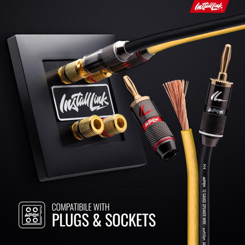 Install Link 12 AWG Speaker Wire Cable (100 Feet) for Stereo, Car or Home Theater, CCA