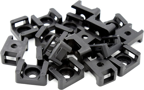 iexcell 100 Pcs Black 9 mm Cable Tie Base Saddle Type Mount Wire Holder
