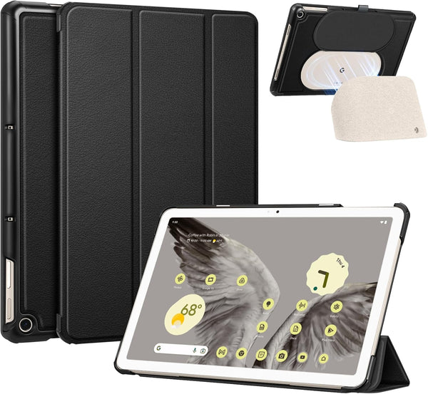 Fintie Slim Case for Google Pixel Tablet 11 Inch 2023, Lightweight Hard Back Shell, Tri-Fold Stand, Black