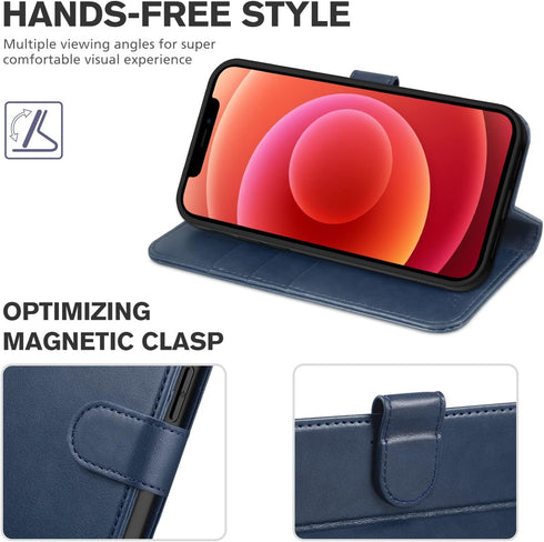TUCCH Wallet Case for iPhone 12 Mini 5G, TPU Shockproof Inner Shell, PU Leather RFID Blocking Magnetic Stand Flip Cover