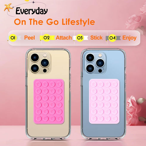 Suction Phone Case Mount, 2Pcs Silicone Phone Suction Grip for iPhone and Android, Anti-Slip Hands-Free Holder