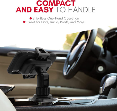 Macally Cup Holder Phone Mount - Upgraded Cell Phone Holder for Car Cup Holder, Universal for Smartphones