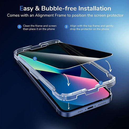 SYNCWIRE 2-Pack Privacy Screen Protector for iPhone 14/13 Pro/13 6.1'' - Unbreakable Anti-Spy Tempered Glass, Easy