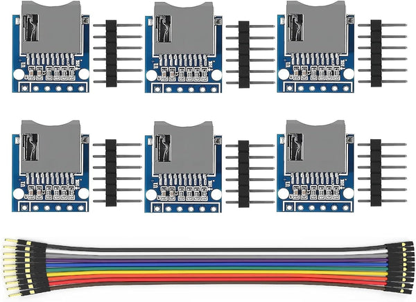 6Pcs Mini SD TF Card Module for Micro SD Card, Micro SDHC Card, Support for Arduino UNO R3 MEGA 2560 Due