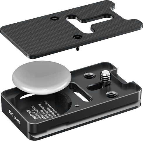 JJC Quick Release Plate for AirTag - Camera Tripod Mount Adapter QR Plate with 1/4" Screw, Compatible with