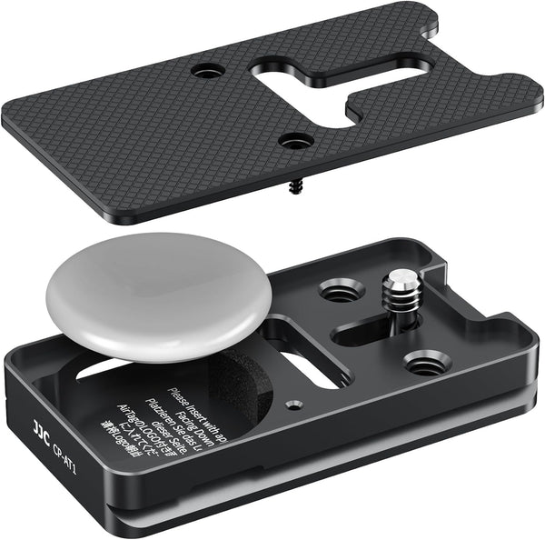 JJC Quick Release Plate for AirTag - Camera Tripod Mount Adapter QR Plate with 1/4" Screw, Compatible with