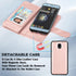 Takfox Galaxy J3 2018 Leather Wallet Case, Flip Folio with 9 Card Holder and Detachable Strap in Rose Gold