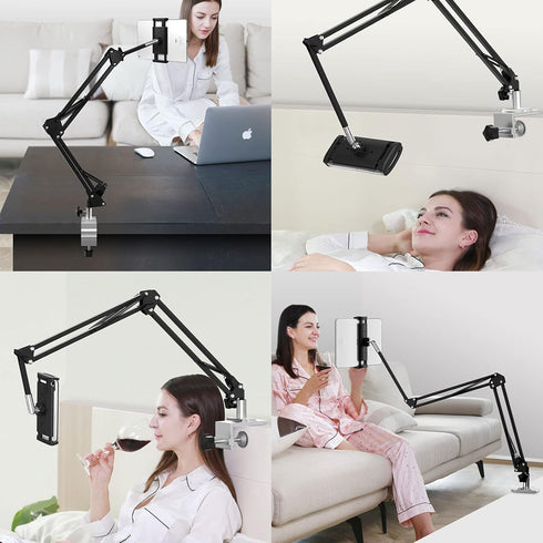Heavy Duty Phone/Tablet Metal Holder, Universal Mobile Cell Smartphone Mount with 360° Rotation Gooseneck Clamp