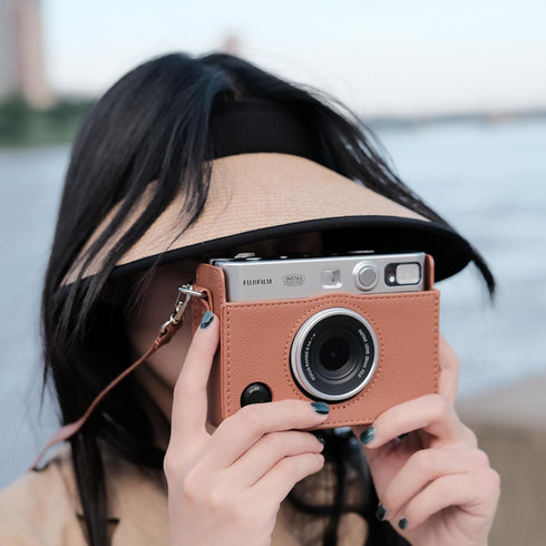 Rieibi Instax Mini EVO Case, Vintage PU Leather Protective Case for Fuji Instax Mini EVO Instant Camera - Brown
