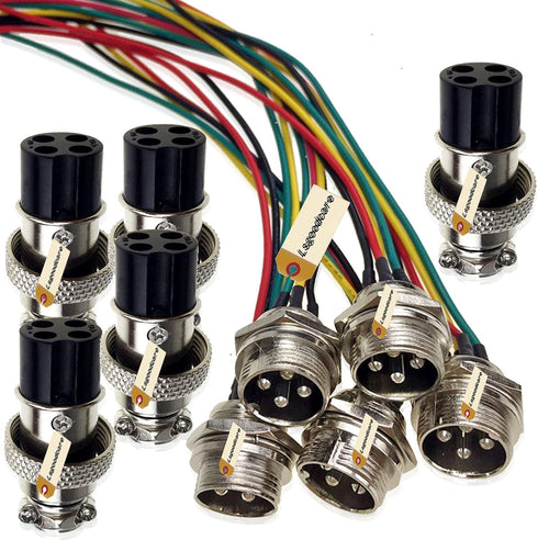 Lsgoodcare 10Pcs GX16-4pin Male Aviation Connector with 20Awg Cable & 16MM 4Din Female Plug