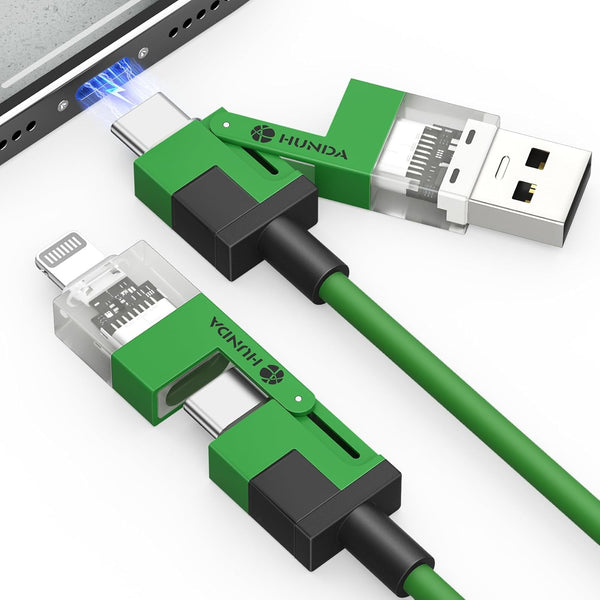 4 in 1 USB C to C Fast Charging Cable, Silicone USB C to Lightning Cable 100W Dual Type C Cable Combo for iPhone 15/15