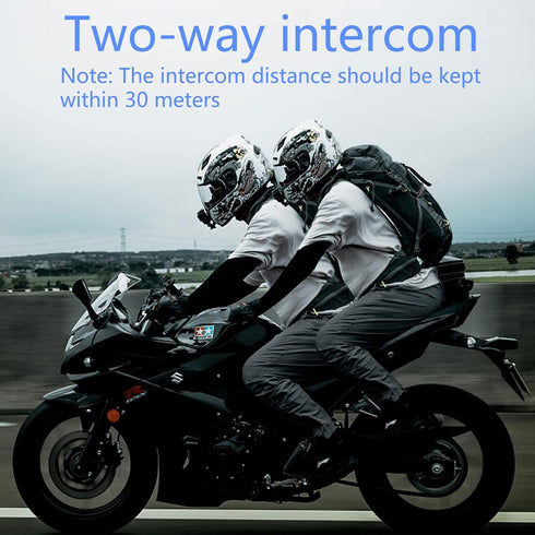 Motorcycle Headset E1 Helmet Intercom, CVC Noise Cancellation Stereo Music, IPX6 Waterproof for Full Face Helmet