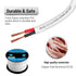 in Wall Speaker Wire Cable 14 Gauge 50FT 14/2 AWG CCA Low Voltage Wire with White Jacket