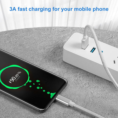 Vortex PD10GB3A-2-2-SILVER Type-C Data Cable 3A Fast Charging USB3.2 Universal Mobile Phone Tablet (2 pcs Pack)