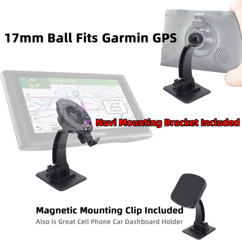 17mm Sticky Adhesive Mount Holder for Garmin GPS & Smart Phones - Car Windshield/Dashboard Flexible Permanent Holder Soft Base for Garmin Nuvi GPS Navigator/Cell Phone Magnetic Mounting Holder