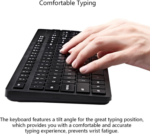 Wireless Keyboard and Mouse Combo, 2.4G Silent Cordless Keyboard Mouse Combo for Windows Chrome Laptop Computer