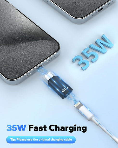 MoKo Lightning Female to USB C Male Adapter, 2 Pack for iPhone 15/16 Pro/Max, Galaxy S24, iPad Pro/Air, Fast Charging