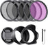 NEEWER 77mm ND2/4/8, UV/CPL/FLD Filter Kit with Lens Hoods, Cap, Pouch, Safety Tether & Cleaning Cloth