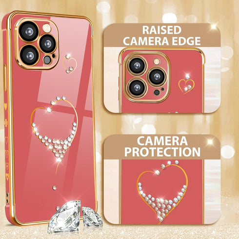 Petitian 13 13 13 for iPhone Pro Max Case, Cute Women Girls Bling Glitter Designed Heart Cases for iPhone Pro Max