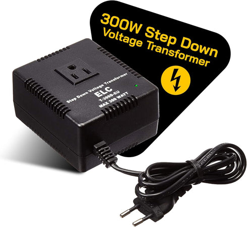 ELC 300-Watt Voltage Converter - Step Down - 220v to 110v / 240v to 120v Travel Power Converter for Hair Straightener,