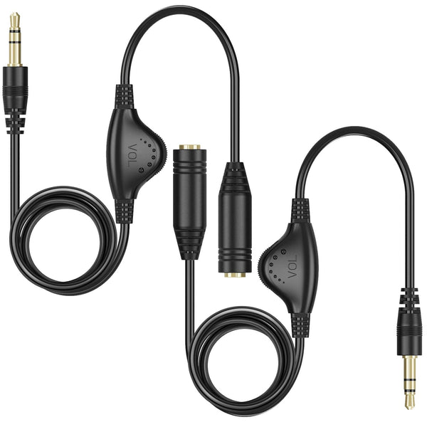 PChero 2 Packs 3.5mm Headphone Extension Cable, 3.3FT Male to Female Stereo Audio Jack Extender with Volume Control
