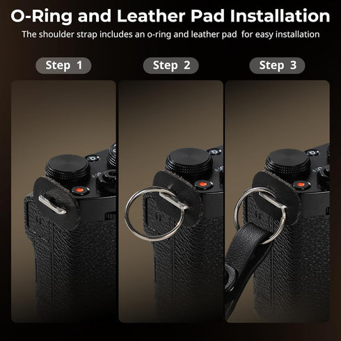 Adjustable Braided Shoulder Strap for Cameras - SmallRig Neck & Shoulder Strap with O-Ring and Leather Pad