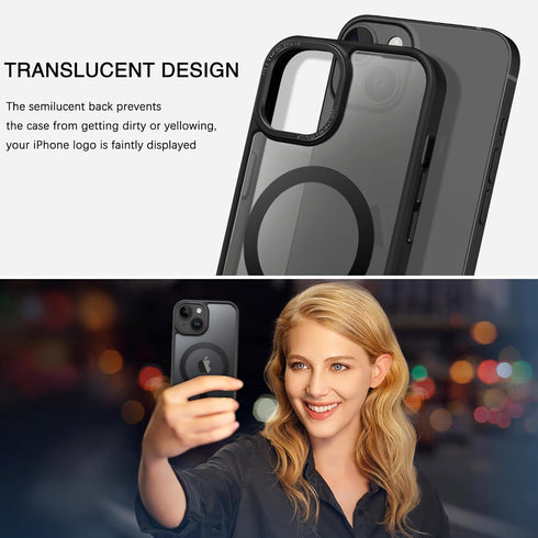 BENTOBEN iPhone 15 Plus Case - Black, Slim Shockproof, Translucent Matte, MagSafe Compatible, 6.7" Protective Cover.
