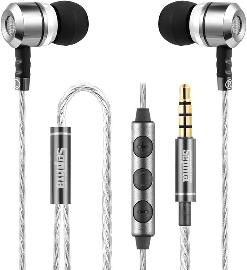 sephia Sp3060VC Earbuds Wired in Ear Headphones with Microphone, Noise Isolating Tips, Enhanced Bass, 3.9 Feet Cord