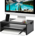 Marbrasse Monitor Stand Riser, 16.5 Inch 2 Tier Shelf for Laptop & Printer, Desktop Stand with Phone Holder, Black