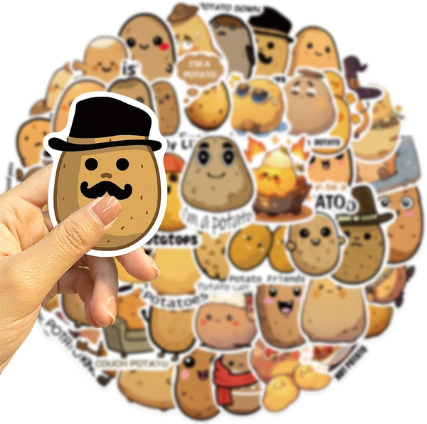 WASHBO 50Pcs Potato Stickers Funny Cartoon Potato Vinyl/PVC Decals for Kids Boys Girls,